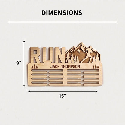 Rustic Wood Running Medal Hanger – Personalized Race Medal Display