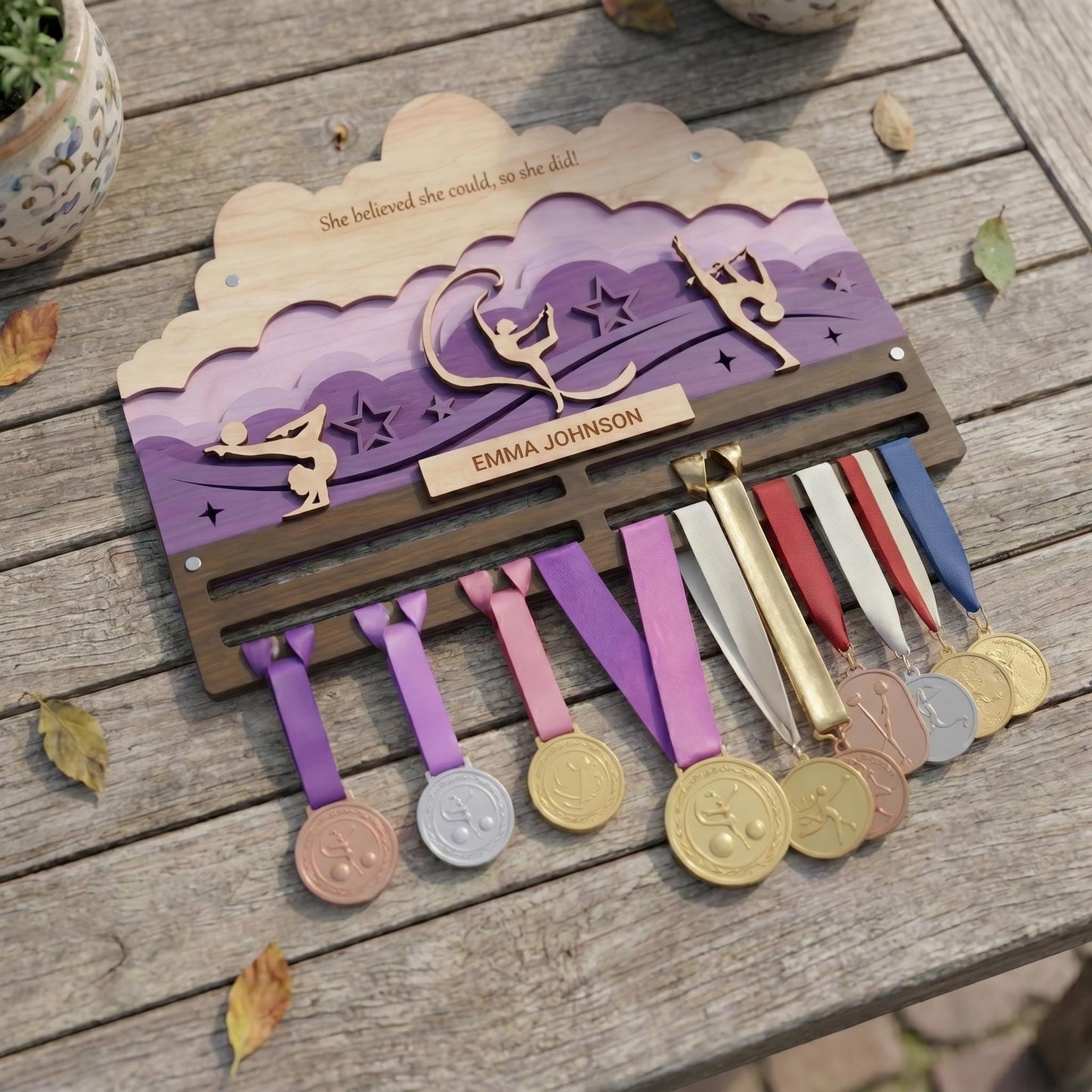 Gymnastics Medal Holder Personalized – Custom Gymnast Medal Hanger with Name