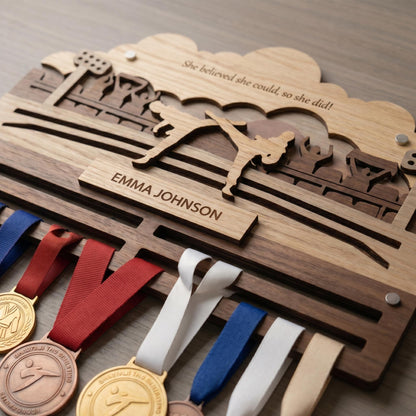 Taekwondo Medal Holder Personalized – Custom TKD Medal Hanger with Name