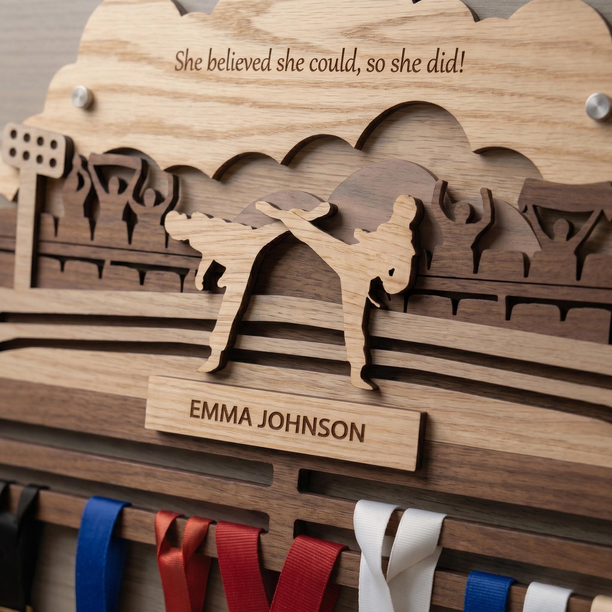 Taekwondo Medal Holder Personalized – Custom TKD Medal Hanger with Name