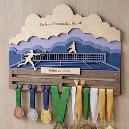 Tennis Medal Holder Personalized – Custom Tennis Medal Hanger with Name