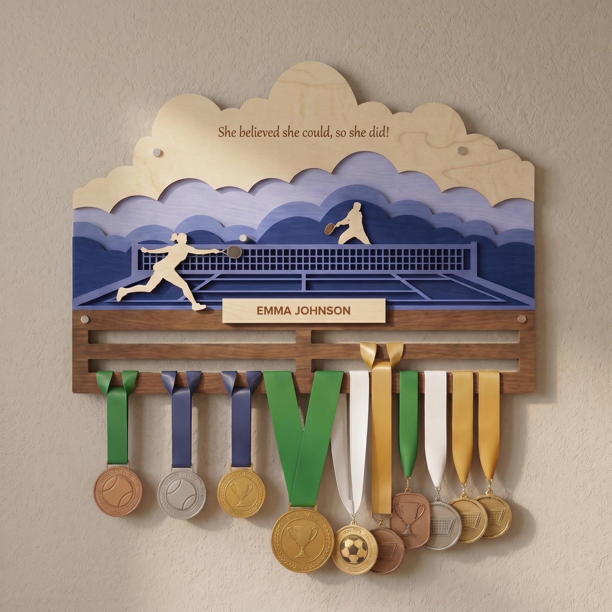 Tennis Medal Holder Personalized – Custom Tennis Medal Hanger with Name