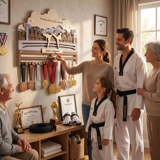 Taekwondo Medal Holder Personalized – Custom TKD Medal Hanger with Name
