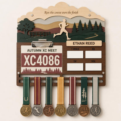 Cross Country Medal Holder with Race Bib Display – XC Track and Field Medal Hanger