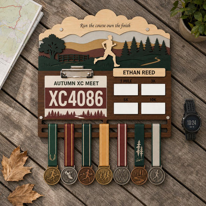 Cross Country Medal Holder with Race Bib Display – XC Track and Field Medal Hanger