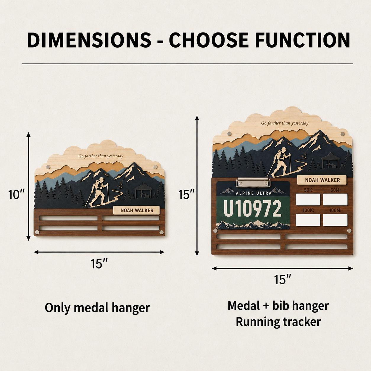 Ultra Runner Medal Holder with Race Bib Display – 100K 100 Mile Ultramarathon Medal Hanger
