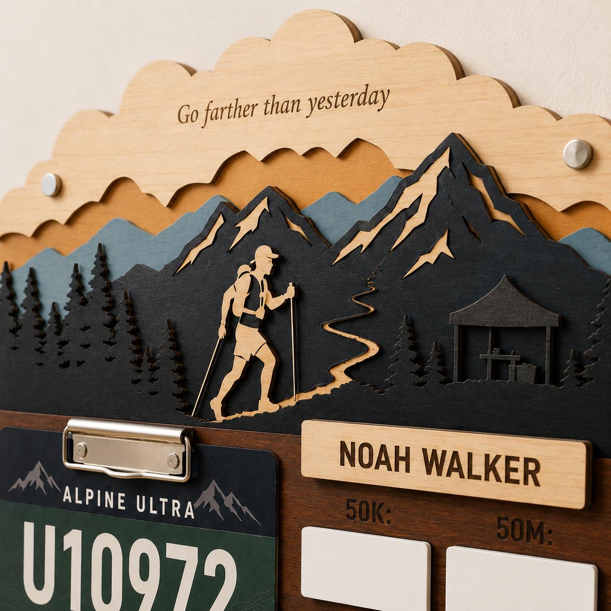 Ultra Runner Medal Holder with Race Bib Display – 100K 100 Mile Ultramarathon Medal Hanger