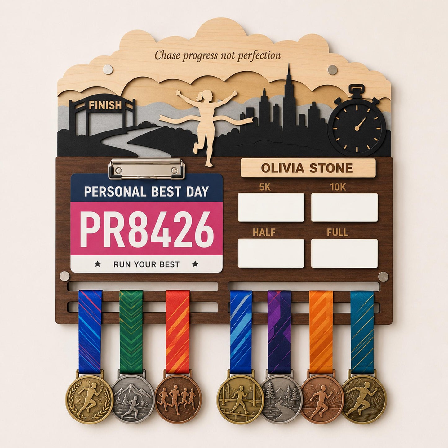 Runner Icon Medal Holder Personalized – Custom Male Female Runner Figure Medal Hanger