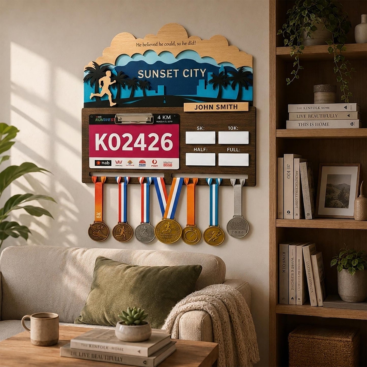 Sunset City Running Medal Hanger – Evening Skyline Race Bib Display