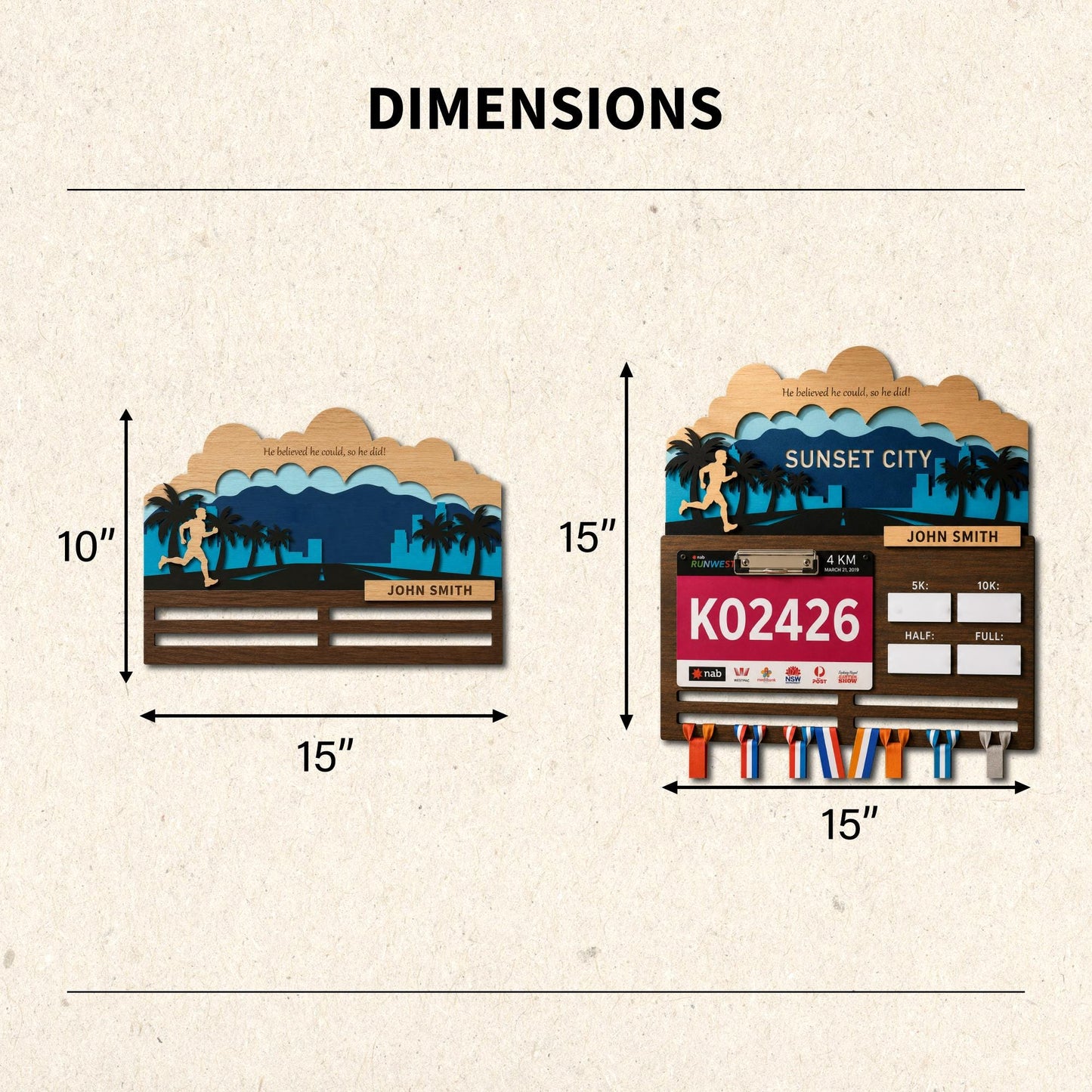 Sunset City Running Medal Hanger – Evening Skyline Race Bib Display