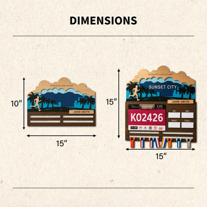 Sunset City Running Medal Hanger – Evening Skyline Race Bib Display