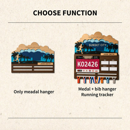 Sunset City Running Medal Hanger – Evening Skyline Race Bib Display