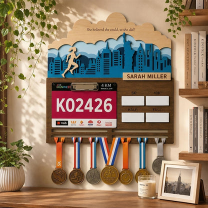 City Skyline Running Medal Hanger – Custom Runner Medal Holder & Race Bib Display