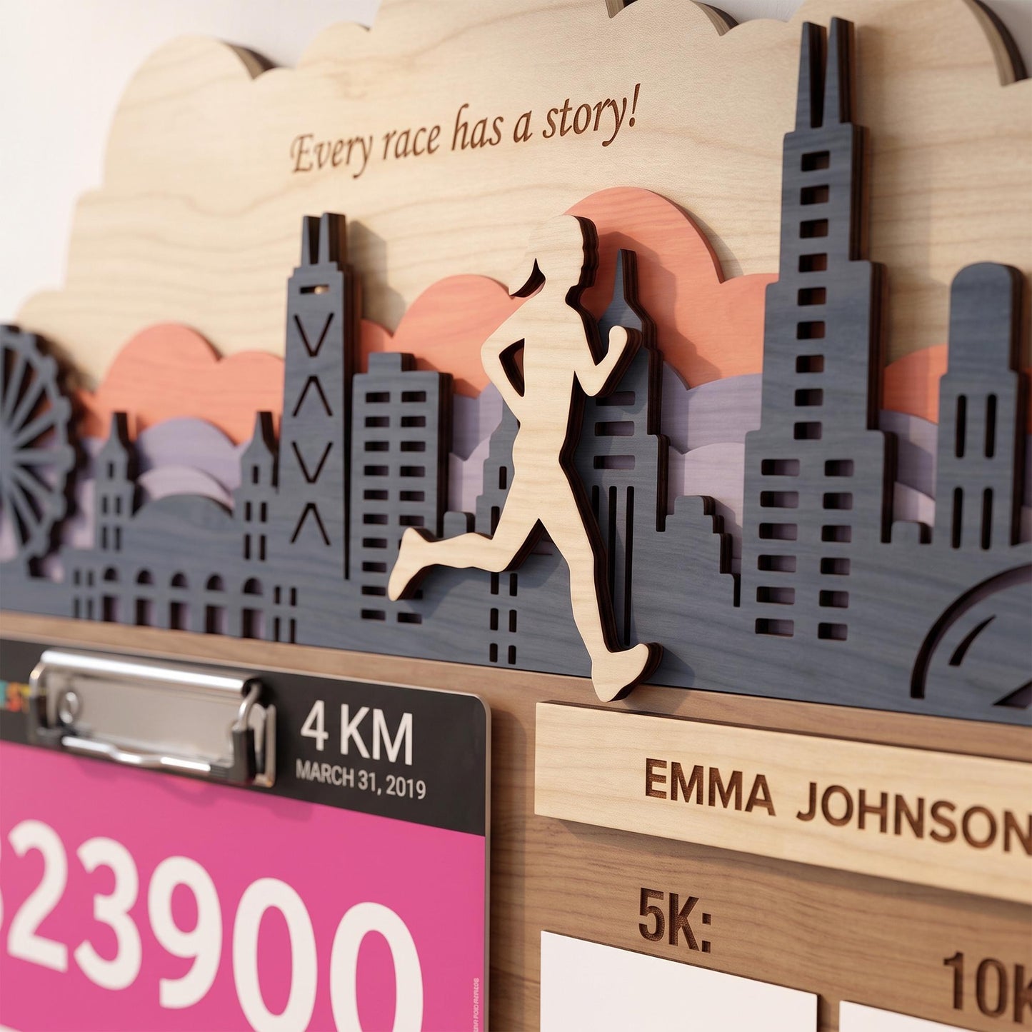 Philly Runner Medal Hanger – City Skyline Race Bib Display & PR Tracker