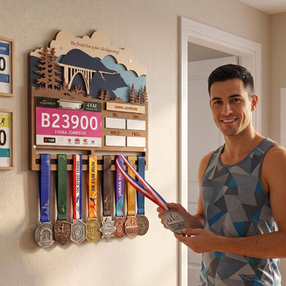Coastal Bridge Running Medal Hanger – Bay Bridge Race Bib Display & PR Tracker