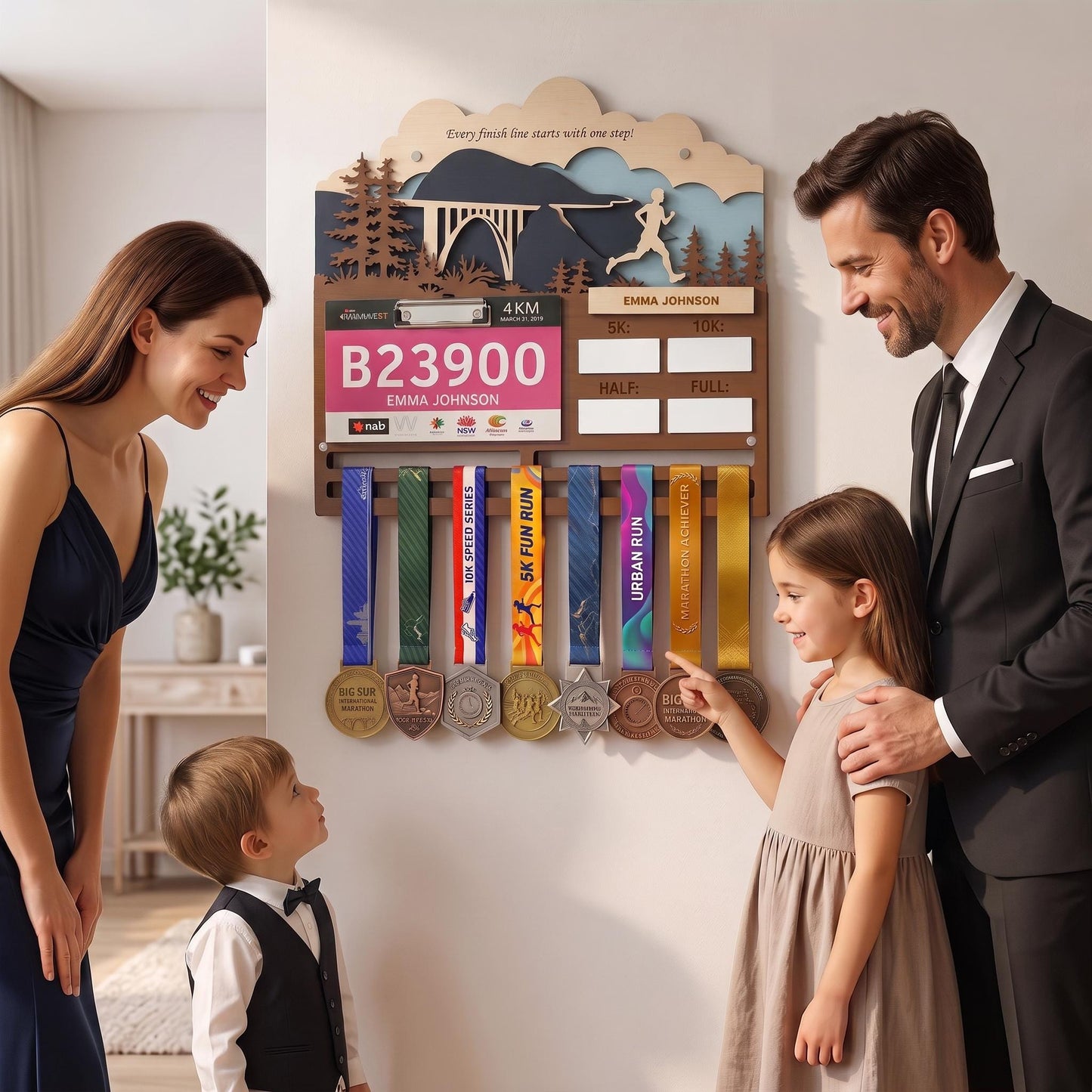 Coastal Bridge Running Medal Hanger – Bay Bridge Race Bib Display & PR Tracker