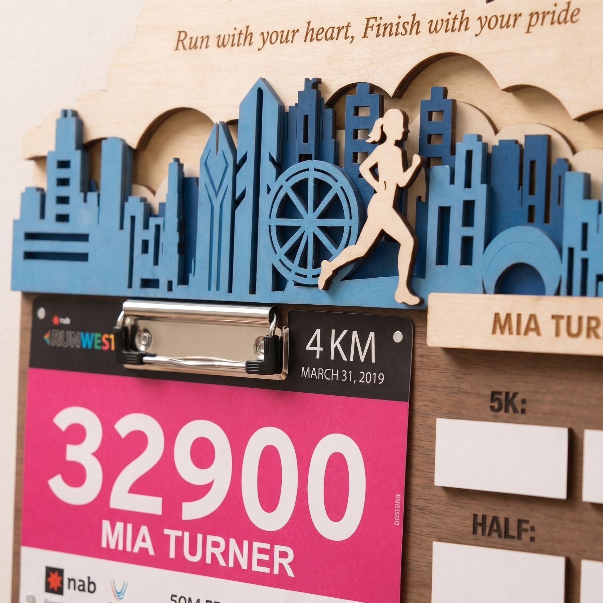 Chicago Runner Medal Hanger – Skyline Race Bib Display & PR Tracker