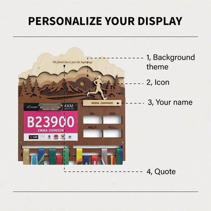 Running Medal Holder for Her – Race Bib Display & Marathon Medal Hanger