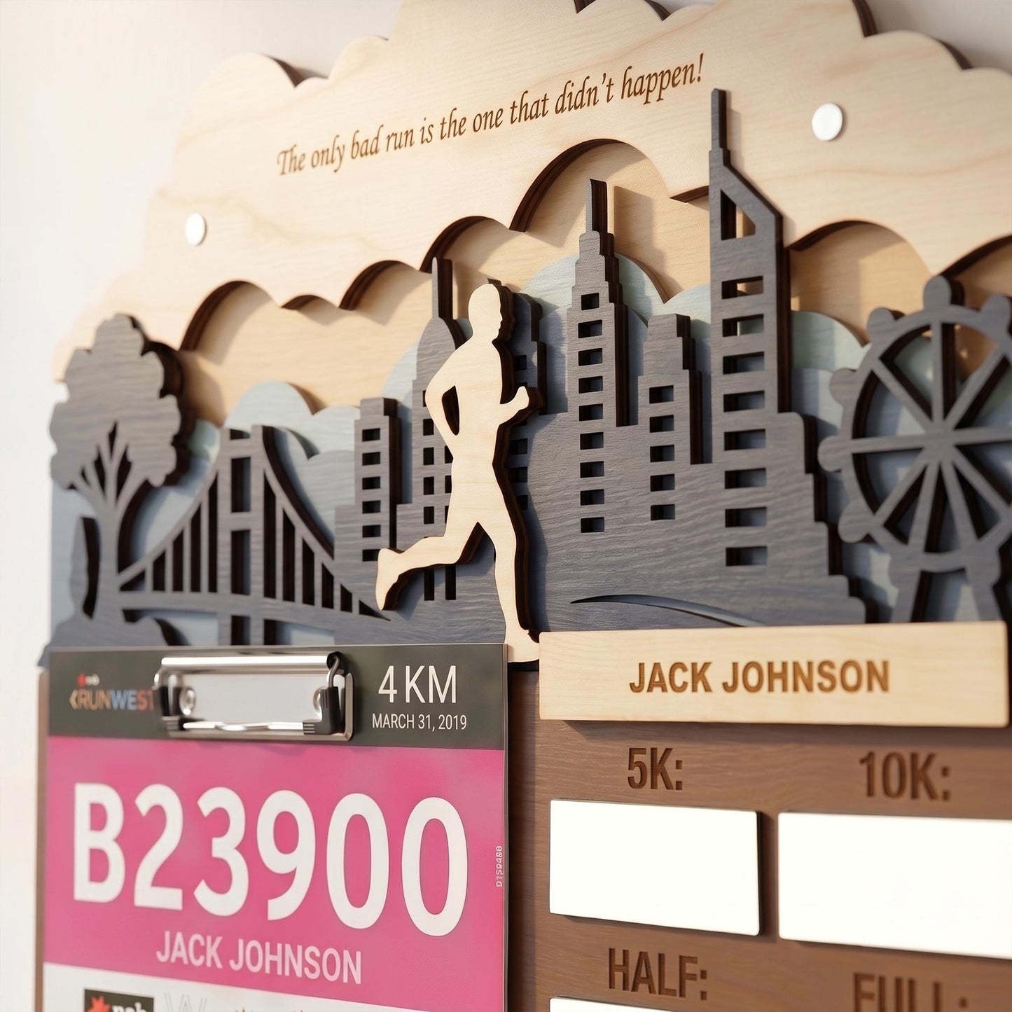 Running Medal Holder with Race Bib Display – Personalized City Marathon Medal Hanger