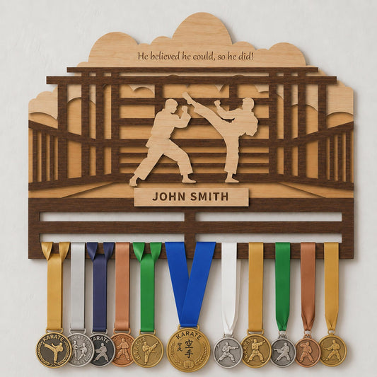 Personalized Martial Arts Medal Holder – Karate Wrestling Medal Display