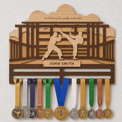 Personalized Martial Arts Medal Holder – Karate Wrestling Medal Display