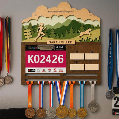 Running with Dog Medal Holder – Race Bib Display & Race Tracker