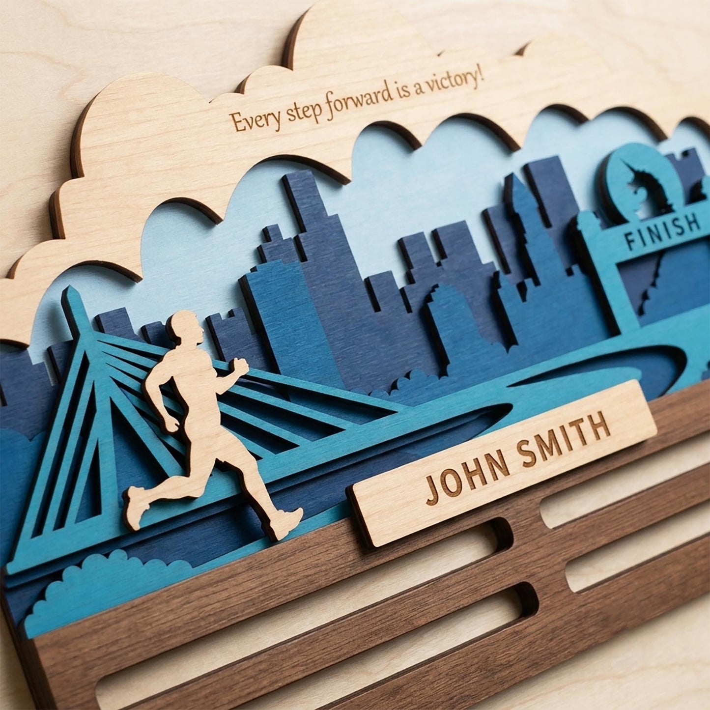 Boston 26.2 Runner Medal Holder – Race Bib Display & PR Tracker