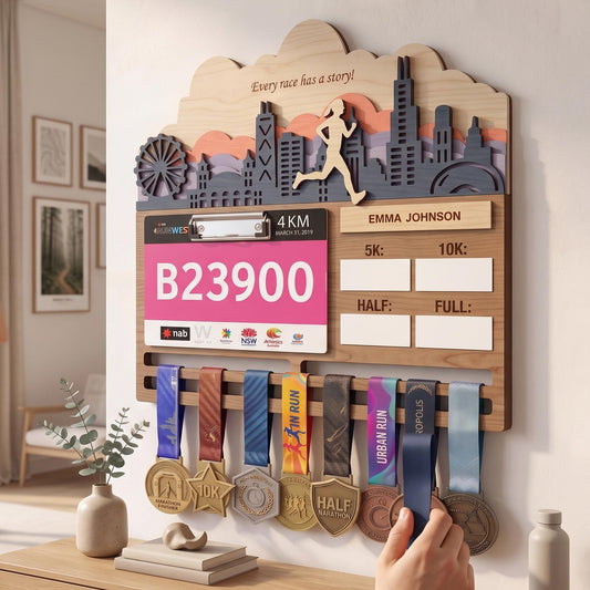 Philly Runner Medal Hanger – City Skyline Race Bib Display & PR Tracker