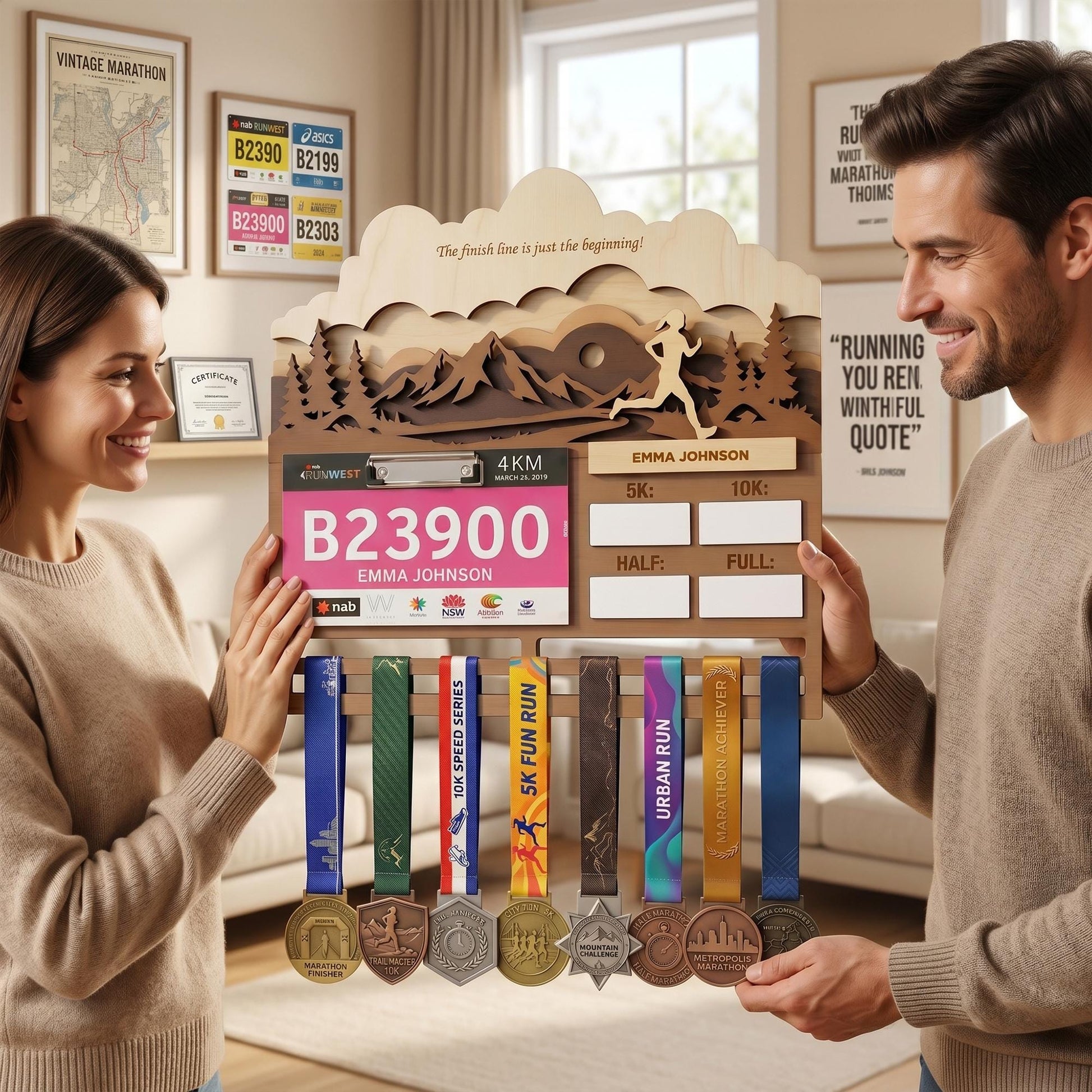 Running Medal Holder for Her – Race Bib Display & Marathon Medal Hanger