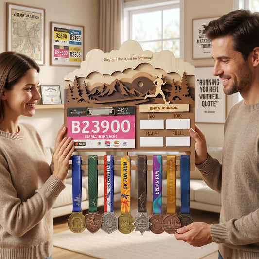 Running Medal Holder for Her – Race Bib Display & Marathon Medal Hanger