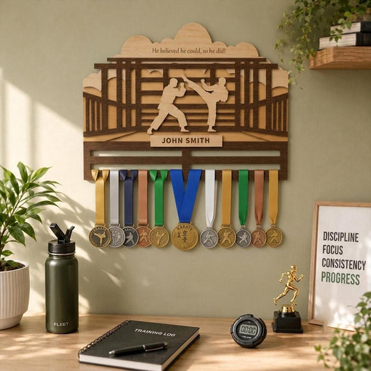 Personalized Martial Arts Medal Holder – Karate Wrestling Medal Display