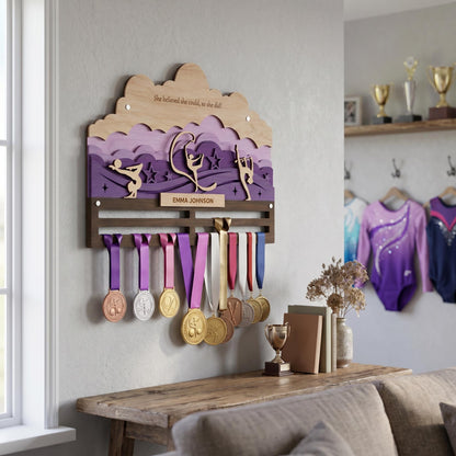 Gymnastics Medal Holder Personalized – Custom Gymnast Medal Hanger with Name