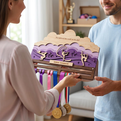 Gymnastics Medal Holder Personalized – Custom Gymnast Medal Hanger with Name