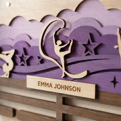 Gymnastics Medal Holder Personalized – Custom Gymnast Medal Hanger with Name