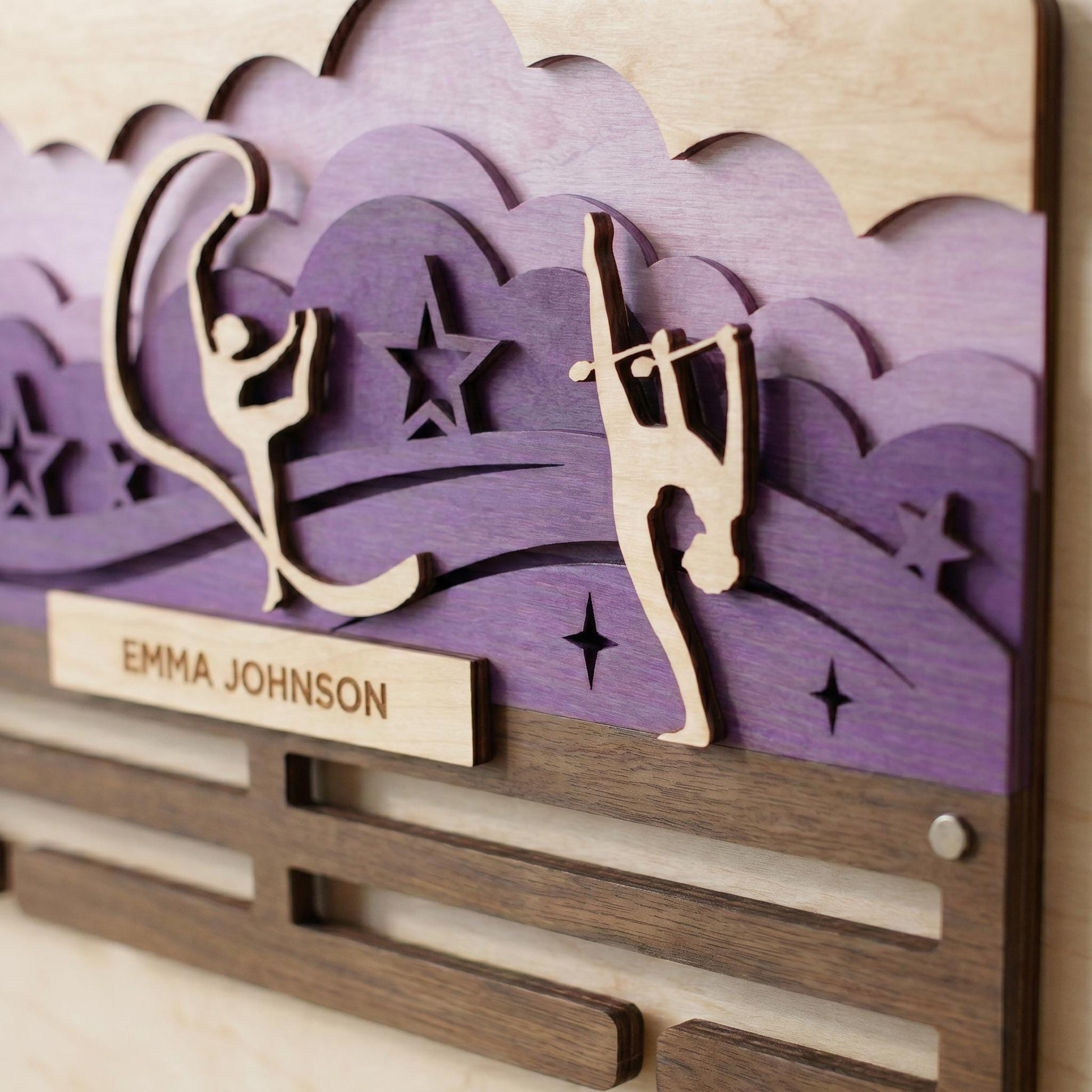 Gymnastics Medal Holder Personalized – Custom Gymnast Medal Hanger with Name