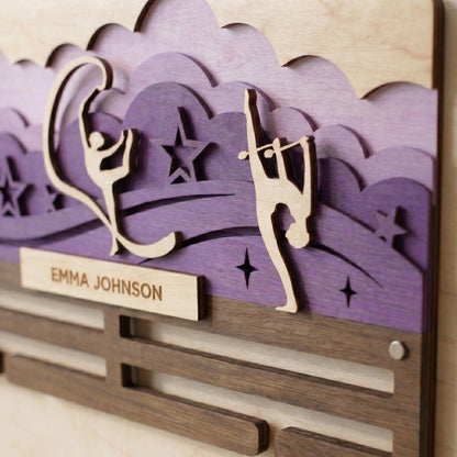Gymnastics Medal Holder Personalized – Custom Gymnast Medal Hanger with Name