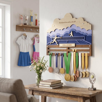 Tennis Medal Holder Personalized – Custom Tennis Medal Hanger with Name