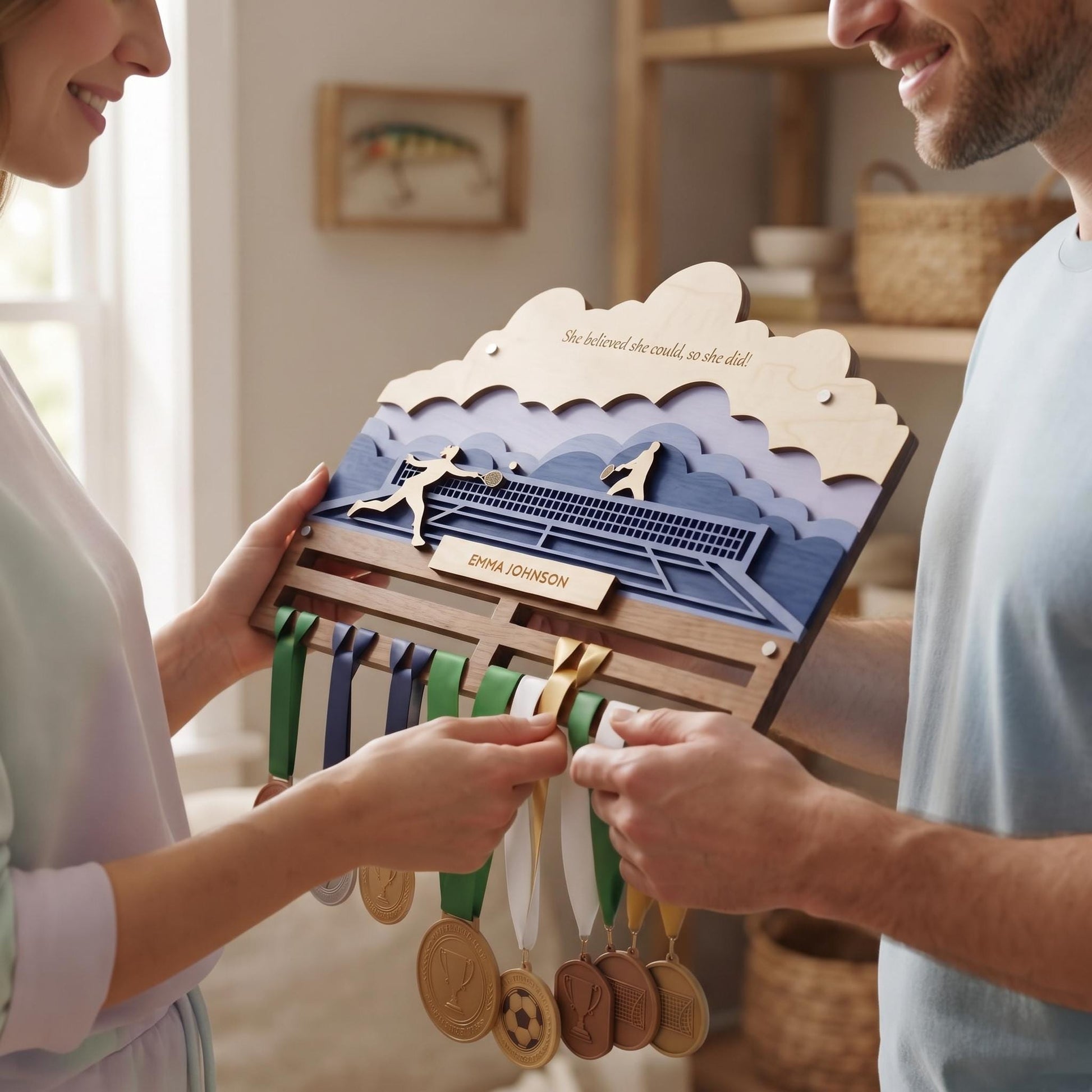 Tennis Medal Holder Personalized – Custom Tennis Medal Hanger with Name