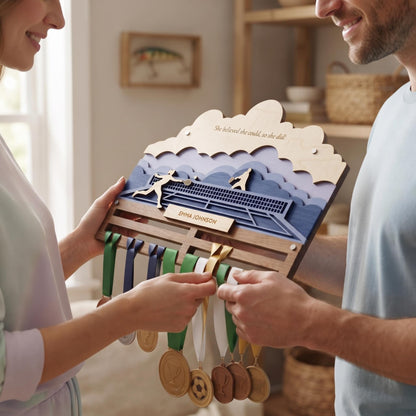 Tennis Medal Holder Personalized – Custom Tennis Medal Hanger with Name