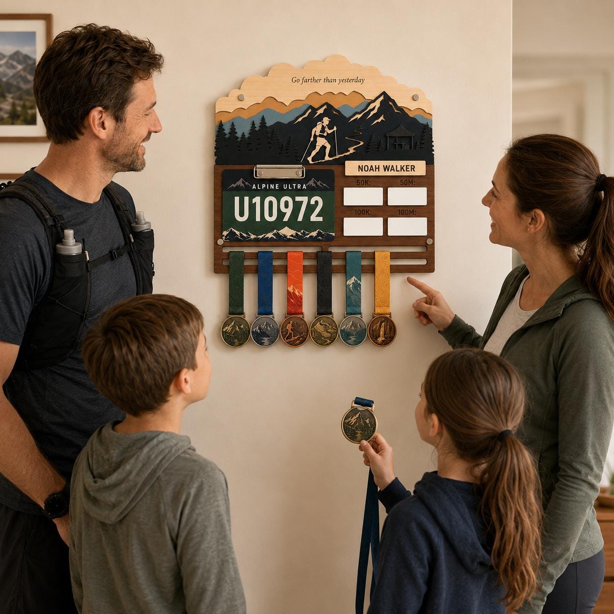 Ultra Runner Medal Holder with Race Bib Display – 100K 100 Mile Ultramarathon Medal Hanger