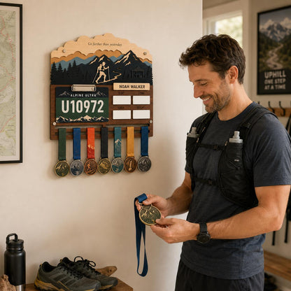 Ultra Runner Medal Holder with Race Bib Display – 100K 100 Mile Ultramarathon Medal Hanger