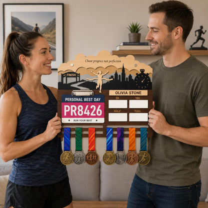 Runner Icon Medal Holder Personalized – Custom Male Female Runner Figure Medal Hanger