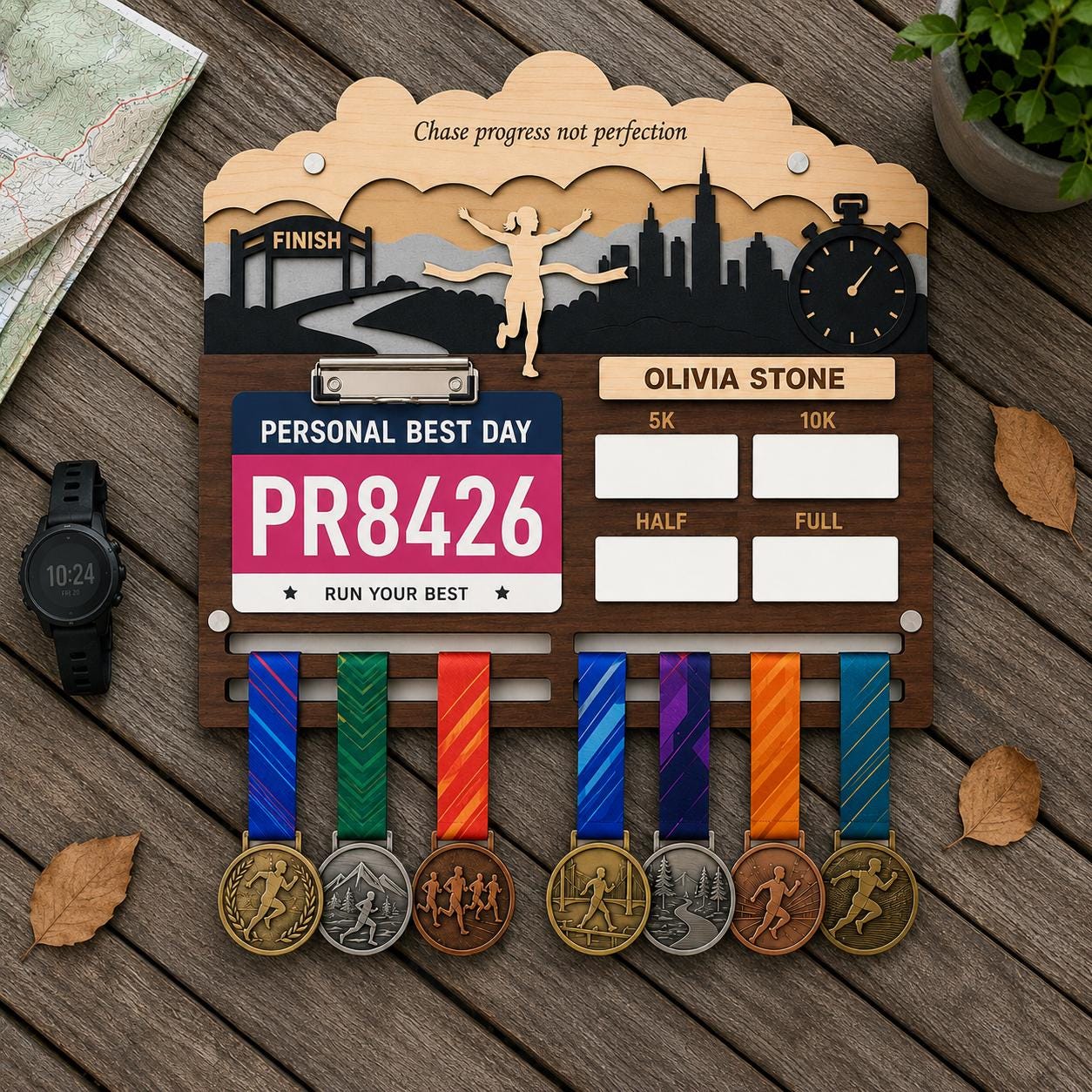 Runner Icon Medal Holder Personalized – Custom Male Female Runner Figure Medal Hanger