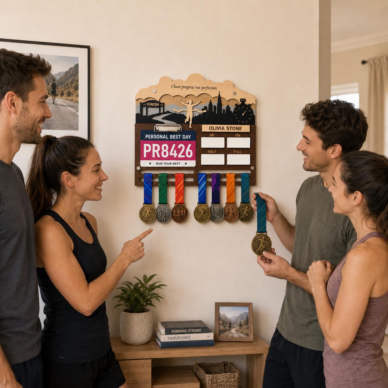 Runner Icon Medal Holder Personalized – Custom Male Female Runner Figure Medal Hanger