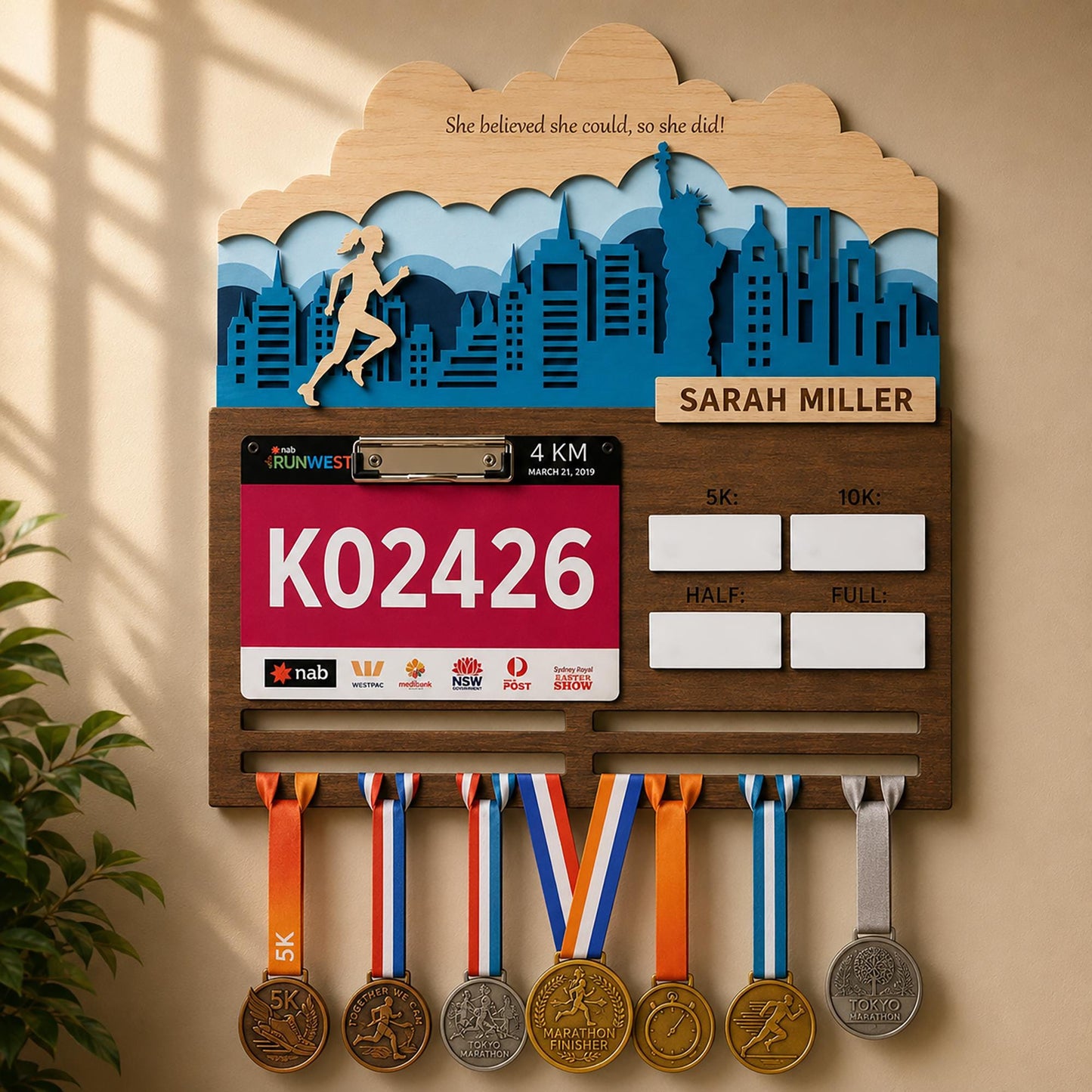 City Skyline Running Medal Hanger – Custom Runner Medal Holder & Race Bib Display