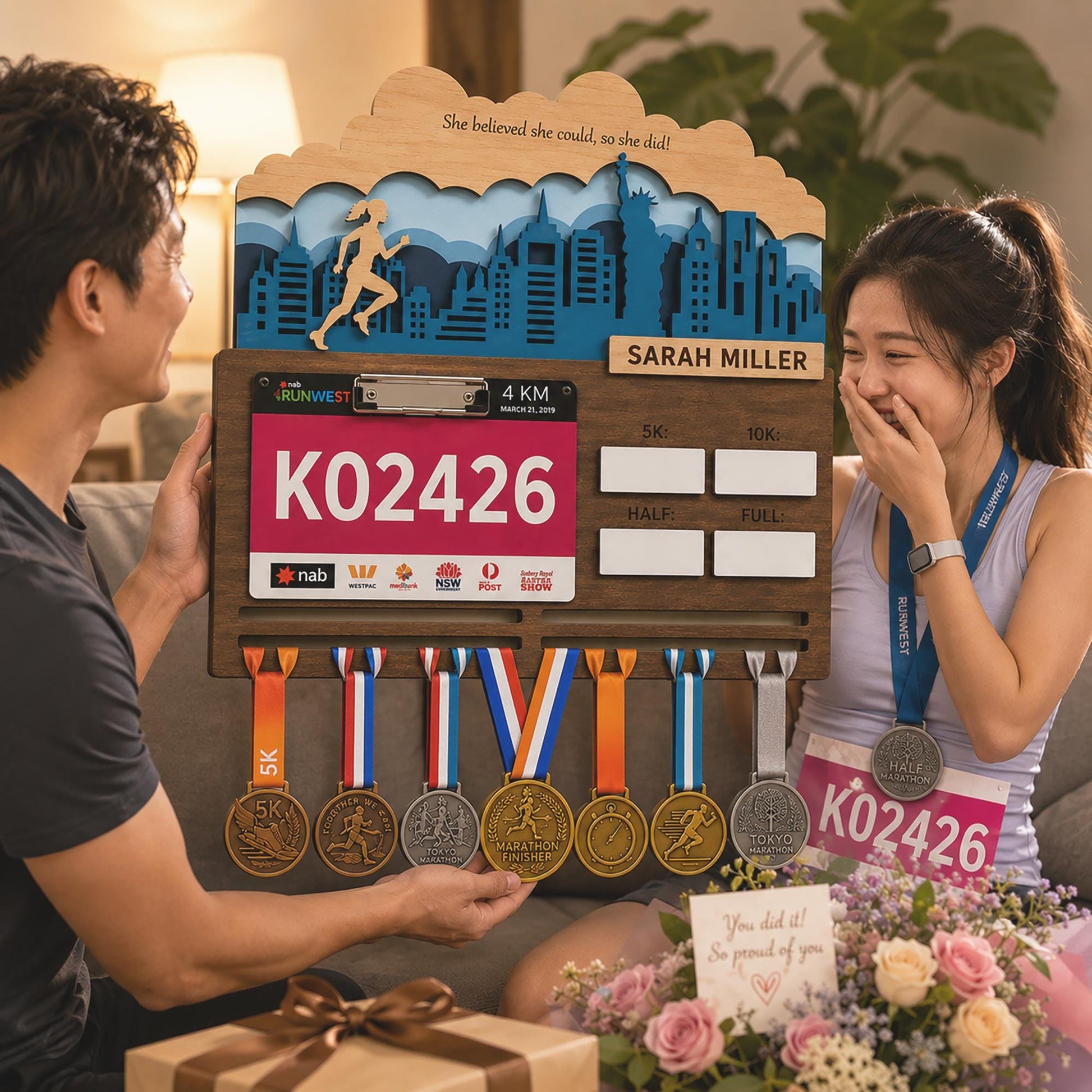 City Skyline Running Medal Hanger – Custom Runner Medal Holder & Race Bib Display
