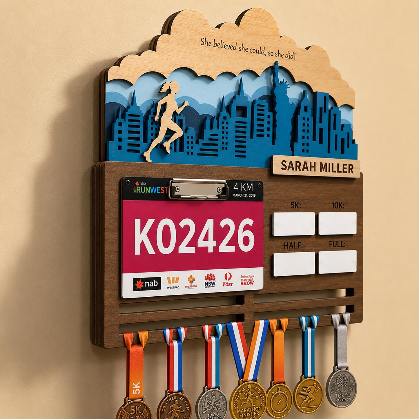 City Skyline Running Medal Hanger – Custom Runner Medal Holder & Race Bib Display