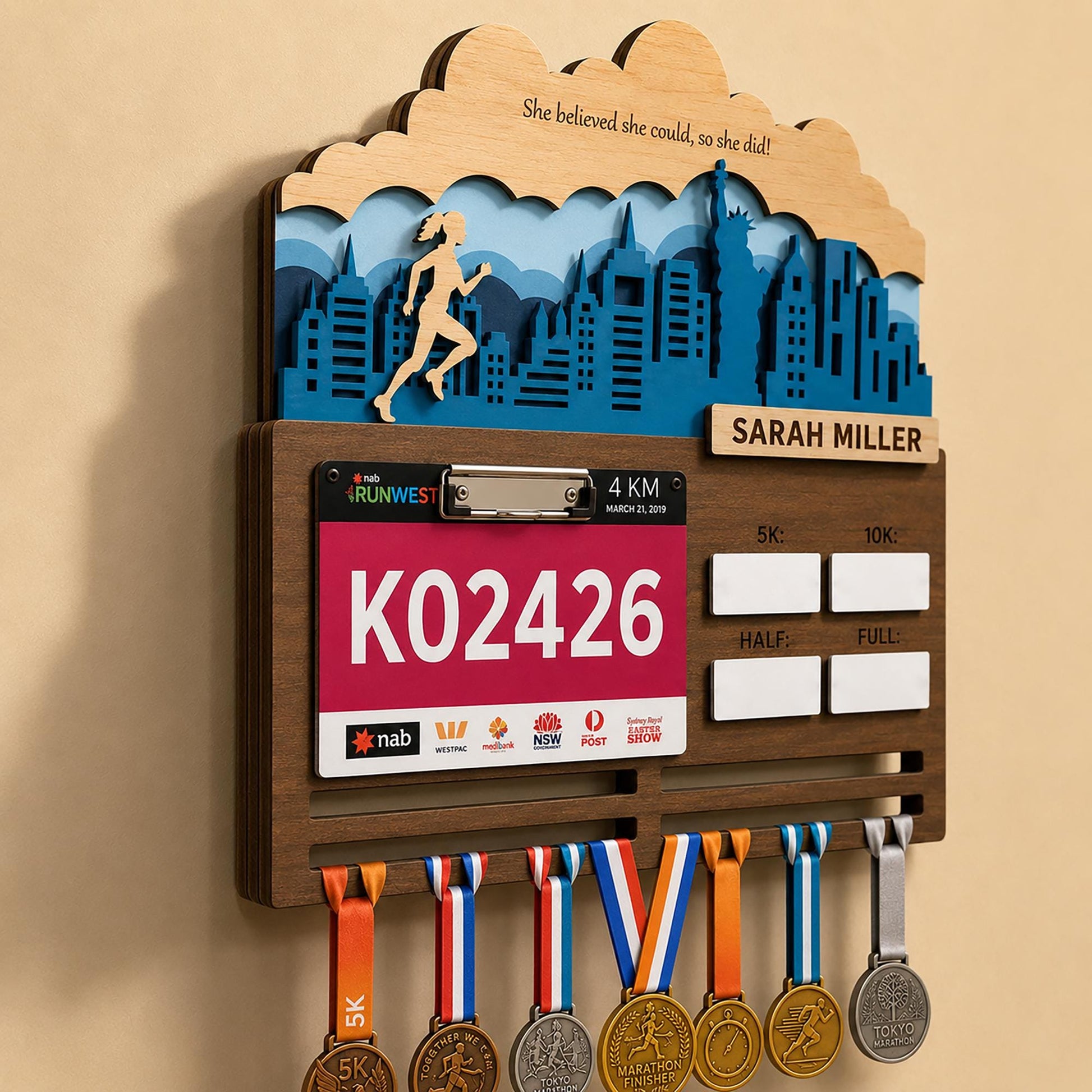 City Skyline Running Medal Hanger – Custom Runner Medal Holder & Race Bib Display