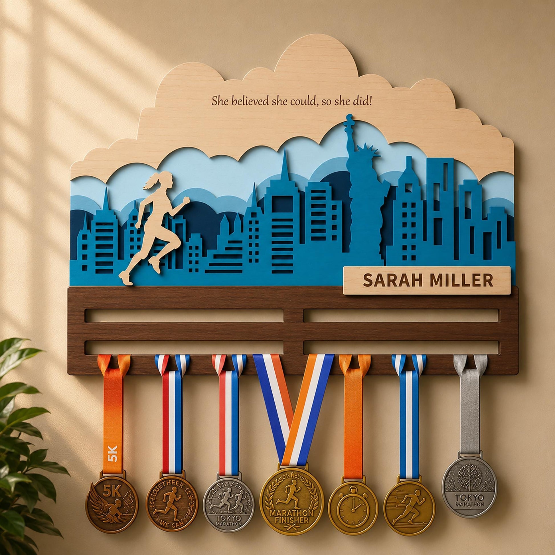 City Skyline Running Medal Hanger – Custom Runner Medal Holder & Race Bib Display
