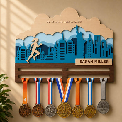 City Skyline Running Medal Hanger – Custom Runner Medal Holder & Race Bib Display